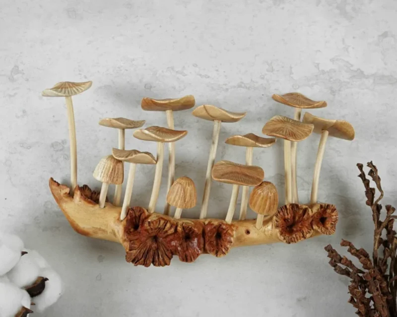 Wooden Mushroom Wall Art Hanging Ornament 1.webp