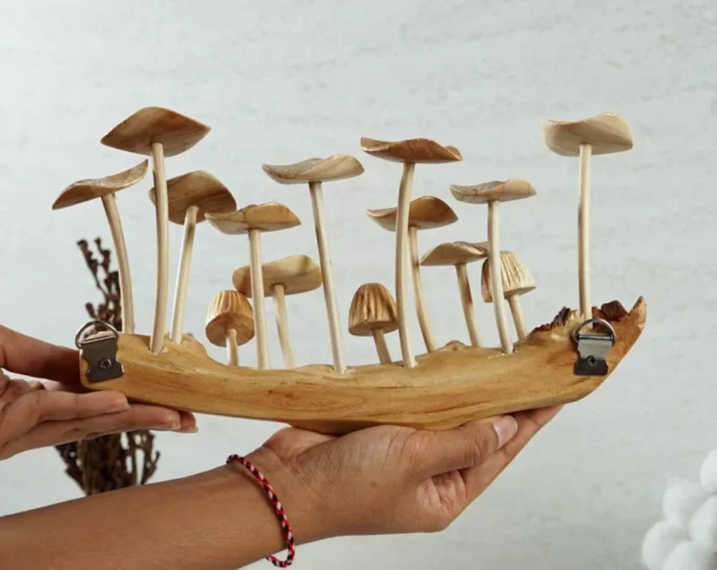 Wooden Mushroom Wall Art Hanging Ornament 6.webp