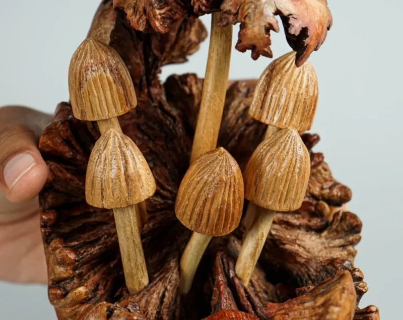 Wooden Mushroom Wall Art Hanging Ornament Handcraft 3.webp