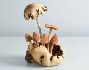 Wooden Mystical Mushroom Figurine Forest Art Personalized Statue 1.webp