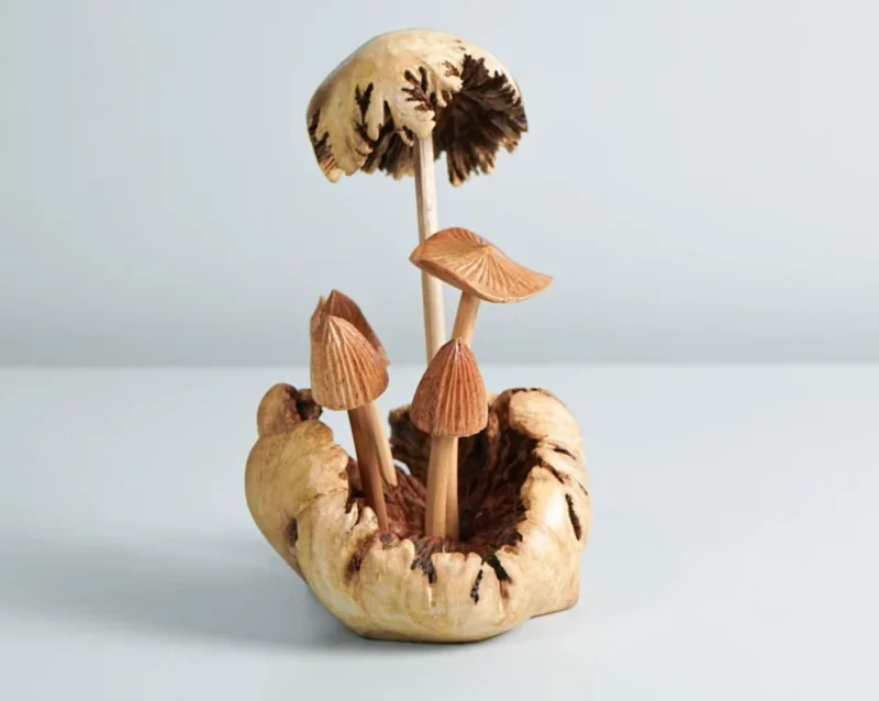 Wooden Mystical Mushroom Figurine Forest Art Personalized Statue 8.webp