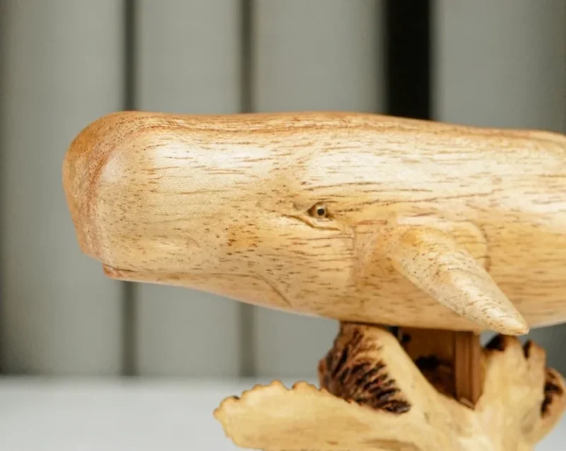 Wooden Sperm Whale Statue Personalized Figurine Sculpture Animal Wood Carving Handmade Ornaments 2.webp
