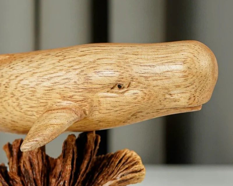 Wooden Sperm Whale Statue Personalized Figurine Sculpture Animal Wood Carving Handmade Ornaments 3.webp