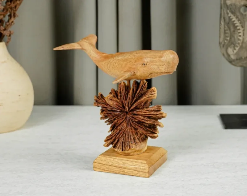 Wooden Sperm Whale Statue Personalized Figurine Sculpture Animal Wood Carving Handmade Ornaments 4.webp