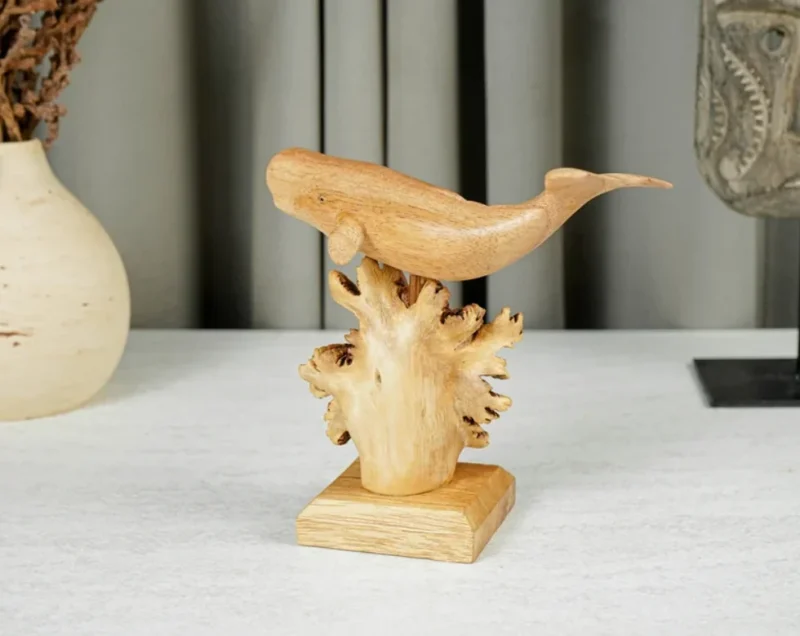 Wooden Sperm Whale Statue Personalized Figurine Sculpture Animal Wood Carving Handmade Ornaments 5.webp