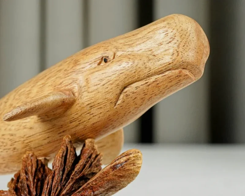 Wooden Sperm Whale Statue Personalized Figurine Sculpture Animal Wood Carving Handmade Ornaments 7.webp